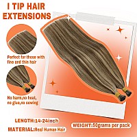 Sunny I Tip Hair Extensions Human Hair Brown Highlight Itip Hair Extensions Medium Brown Highlight Blonde I Tip Human Hair Exten