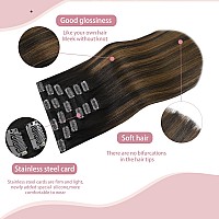 Huayi Hair Extensions Clip In Human Hair Ombre Dark Brown To Chestnut Brown 120G 22Inch 7Pcs Balayage Clip In Hair Extensions Re