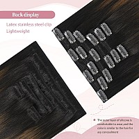 Huayi Hair Extensions Clip In Human Hair Ombre Dark Brown To Chestnut Brown 120G 22Inch 7Pcs Balayage Clip In Hair Extensions Re