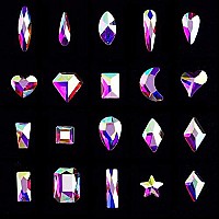 Yzzseven 2000 Pcs Mix 20 Styles Flatback Rhinestone Crystals 3D Decorations Flat Back Stones Gems Set Tweezers Drill Pen