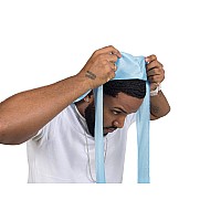 Forcewave 2 Pieces Silky Durag Pack For Men Women Waves Premium Satin Deluxe Durag Skyblue Black