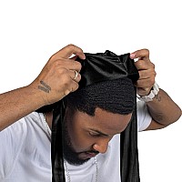 Forcewave 2 Pieces Silky Durag Pack For Men Women Waves Premium Satin Deluxe Durag Skyblue Black