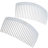 Camila Paris Cp3024 French Side Combs Large Curved White French Twist Hair Combs Decorative Strong Hold Hair Clips For Women B