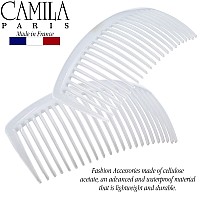 Camila Paris Cp3024 French Side Combs Large Curved White French Twist Hair Combs Decorative Strong Hold Hair Clips For Women B