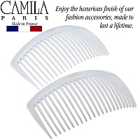 Camila Paris Cp3024 French Side Combs Large Curved White French Twist Hair Combs Decorative Strong Hold Hair Clips For Women B