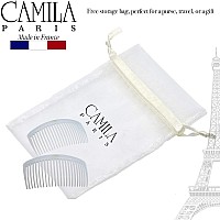 Camila Paris Cp3024 French Side Combs Large Curved White French Twist Hair Combs Decorative Strong Hold Hair Clips For Women B