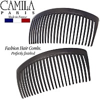 Camila Paris Cp3023 French Side Combs Large Curved Gray French Twist Hair Combs Decorative Strong Hold Hair Clips For Women Bu