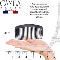 Camila Paris Cp3023 French Side Combs Large Curved Gray French Twist Hair Combs Decorative Strong Hold Hair Clips For Women Bu