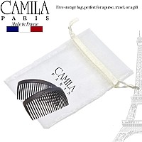 Camila Paris Cp3023 French Side Combs Large Curved Gray French Twist Hair Combs Decorative Strong Hold Hair Clips For Women Bu