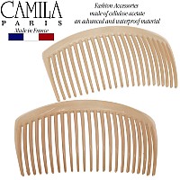 Camila Paris Cp3022 French Side Combs Large Curved Beige French Twist Hair Combs Decorative Strong Hold Hair Clips For Women B