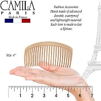 Camila Paris Cp3022 French Side Combs Large Curved Beige French Twist Hair Combs Decorative Strong Hold Hair Clips For Women B