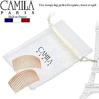 Camila Paris Cp3022 French Side Combs Large Curved Beige French Twist Hair Combs Decorative Strong Hold Hair Clips For Women B