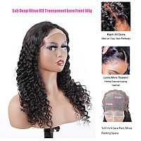 Bly 5X5 Hd Transparent Lace Front Wigs Human Hair Deep Wave Lace Closure Wig 24 Inch 180 Density Pre Plucked Wigs For Women Nat