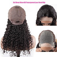 Bly 5X5 Hd Transparent Lace Front Wigs Human Hair Deep Wave Lace Closure Wig 24 Inch 180 Density Pre Plucked Wigs For Women Nat