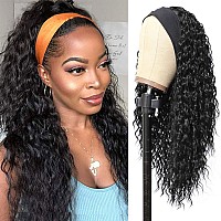 Gt Wig Headband Wigs For Black Women Wet And Wavy Headband Wig Curly Wave Synthetic Wigs Glueless Heat Resistant Long Wigs For