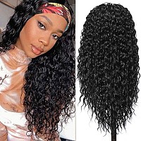 Gt Wig Headband Wigs For Black Women Wet And Wavy Headband Wig Curly Wave Synthetic Wigs Glueless Heat Resistant Long Wigs For