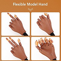 Lionvison Practice Hand For Acrylic Nailsflexible Moveable Fake Hand For Nail Practice False Nail Mannequin Hands Training Wit