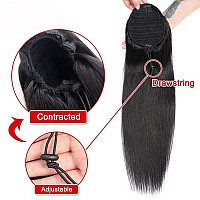 Ponytail Extension Human Hair Afro Straight Hair Ponytail For Black Women Human Hair Brazilian Virgin Human Hair Drawstring Pony