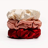 Michooyel 3Pack Silk Scrunchies For Hair Mulberry Silk 16 Momme Scrunchies With Elastic Band Silk Hair Scrunchies Hair Ties For