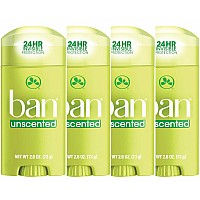 Ban Original Unscented 24Hour Invisible Antiperspirant Solid Deodorant Underarm Wetness Protection With Odorfighting Ingred