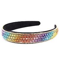 Wecoe Rhinestone Headband Girls Women Rainbow Colorful Headband Short Hair Fashion Bling Diamond Glitter Sparkly Headband Hair Bands Hair Accessories Gifts For Girls Women (Rainbow Color)