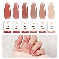 Gaoy Solid Gel Polish Palette 6 Jelly Nude Colors Uv Cure Cream Gel Nail Polish Kit With Nail Brush For Nail Art Diy At Home Or