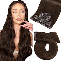 Moresoo Clip In Hair Extensions Dark Brown Hair Extensions Clip Ins Remy Human Hair Clip In Extensions Brown Double Weft Clip In