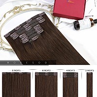 Moresoo Clip In Hair Extensions Dark Brown Hair Extensions Clip Ins Remy Human Hair Clip In Extensions Brown Double Weft Clip In