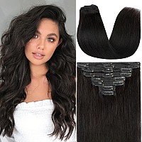 Snoilite Clip In Hair Extensions Human Hair Thick True Double Weft Clip On Human Hair Extensions 100 Real Human Hair Full Head