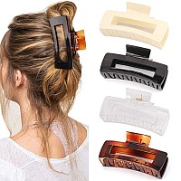 Canitor 4.1 Inche Large Hair Claw Clips 4 PCS, Hair Clips for Thick Hair Acrylic Banana Claw Clips Non-slip Hair Clip Rectangular Jaw Clips Big Hair Clips Gifts for Women Girls