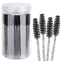 Elisel 100pcs Disposable Mascara Brushes with container, Mascara Wands Makeup Brushes Applicators Kits for Eyelash Extensions and Eyebrow Brush (crystal Black)