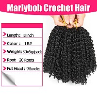 8 Inch Short Passion Twist Marlybob Crochet Hair 9 Bundles Kinky Curly Short Crochet Braids Twist Crochet Braiding Hair 9Bundle