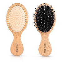 2Pcs Hair Brush Mini Boar Bristle Hairbrush And Detangling Brush For Thick Curly Thin Long Short Wet Or Dry Hair Detangle Massag