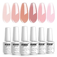 Vishine Gel Nail Polish Kit Soak Off Nail Gel Trendy Jelly Nude Pink Transparent Colors Sheer Color Kit For Home Pro Nail Salon