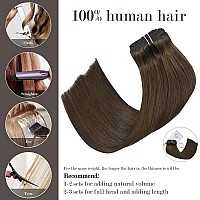 Honsoo Chocolate Brown Clip In Hair Extensions Human Hair 18In 120G 7Pcs Natural Remy Human Hair Extensions No Shedding No Tang