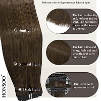 Honsoo Chocolate Brown Clip In Hair Extensions Human Hair 18In 120G 7Pcs Natural Remy Human Hair Extensions No Shedding No Tang