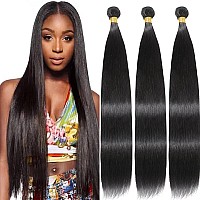 Yareesong 12A Remy Brazilian Straight Human Hair 3 Bundles 323232Inch Brazilian Straight Wave Human Hair Bundles 100 Unprocesse