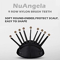 Nuangela Cushion 9 Row Nylon Bristle Brush For Curly Hair Easy Clean Styling Hairbrush For Detangling Shaping Smoothing Blowdr