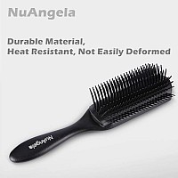 Nuangela Cushion 9 Row Nylon Bristle Brush For Curly Hair Easy Clean Styling Hairbrush For Detangling Shaping Smoothing Blowdr