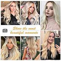 Esmee 26 Inches Long Blonde Wigs for Women Natural Synthetic Hair Ombre Blonde Wig with Dark Roots Synthetic Wig Loose Wavy Wigs Heat Resistant