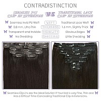 Lacer Hair Seamless Clip In Human Hair Extensions Ultra Thin Invisible Pu Weft Clip On Hair Extensions 16 Inch 7Pcs 110G Hair Ex