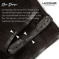 Lacer Hair Seamless Clip In Human Hair Extensions Ultra Thin Invisible Pu Weft Clip On Hair Extensions 16 Inch 7Pcs 110G Hair Ex