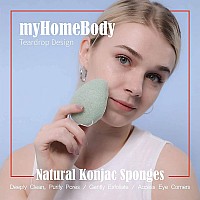 Myhomebody Natural Konjac Facial Sponges Teardrop Shape For Gentle Face Cleansing And Exfoliation With Activated Charcoal