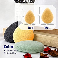 Myhomebody Natural Konjac Facial Sponges Teardrop Shape For Gentle Face Cleansing And Exfoliation With Activated Charcoal