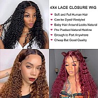 Jasperel 4X4 Closure Wigs Human Hair For Women 26 Inch Glueless Wet And Wavy Deep Wave Lace Front Wigs Pre Plucked Bleach Knots