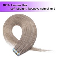 Benehair Remy Tape In Hair Extensions Human Hair Gray Seamless Skin Weft Tape In Real Human Hair Extensions Straight Hair 18 Inc