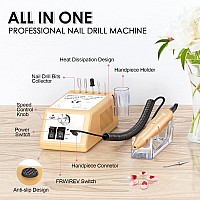 Subay Professional Nail Drill Machine For Acrylic Nails Gel Nails 20000Rpm Electric Nail File Kit For Nail Salon Supplies Ele