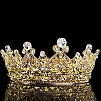 Cocide Gold Crown And Tiara For Women Crystal Queen Crowns For Girls Rhinestones Princess Headband Luxury Full Round Hair Access