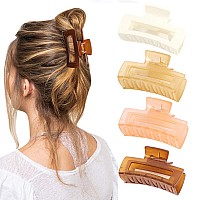 Canitor Hair Claw Clips 4 Pcs 31 Inches Rectangular Acrylic Nonslip French Design Jaw Clips For Thin Hair