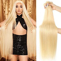 Seekomi 613 Human Hair 4 Bundles 14 16 18 20 Inch Brazilian 613 Straight Human Hair Bundles Virgin Blonde Human Hair Straight 4